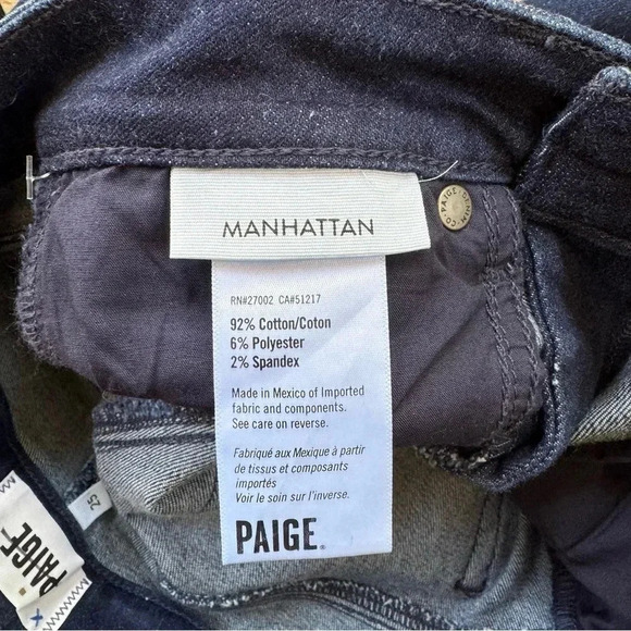 New Paige Manhattan Boot Cut High Rise Flare Jeans Dark Wash Denim Blue Sz 25 - Picture 10 of 16